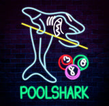 Custom Pool Shark Billiards Neon Sign for Game Room Billiards Hall Garage Sign for Wall Decor Man Cave Neon Sign Bar