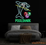 Custom Pool Shark Billiards Neon Sign for Game Room Billiards Hall Garage Sign for Wall Decor Man Cave Neon Sign Bar
