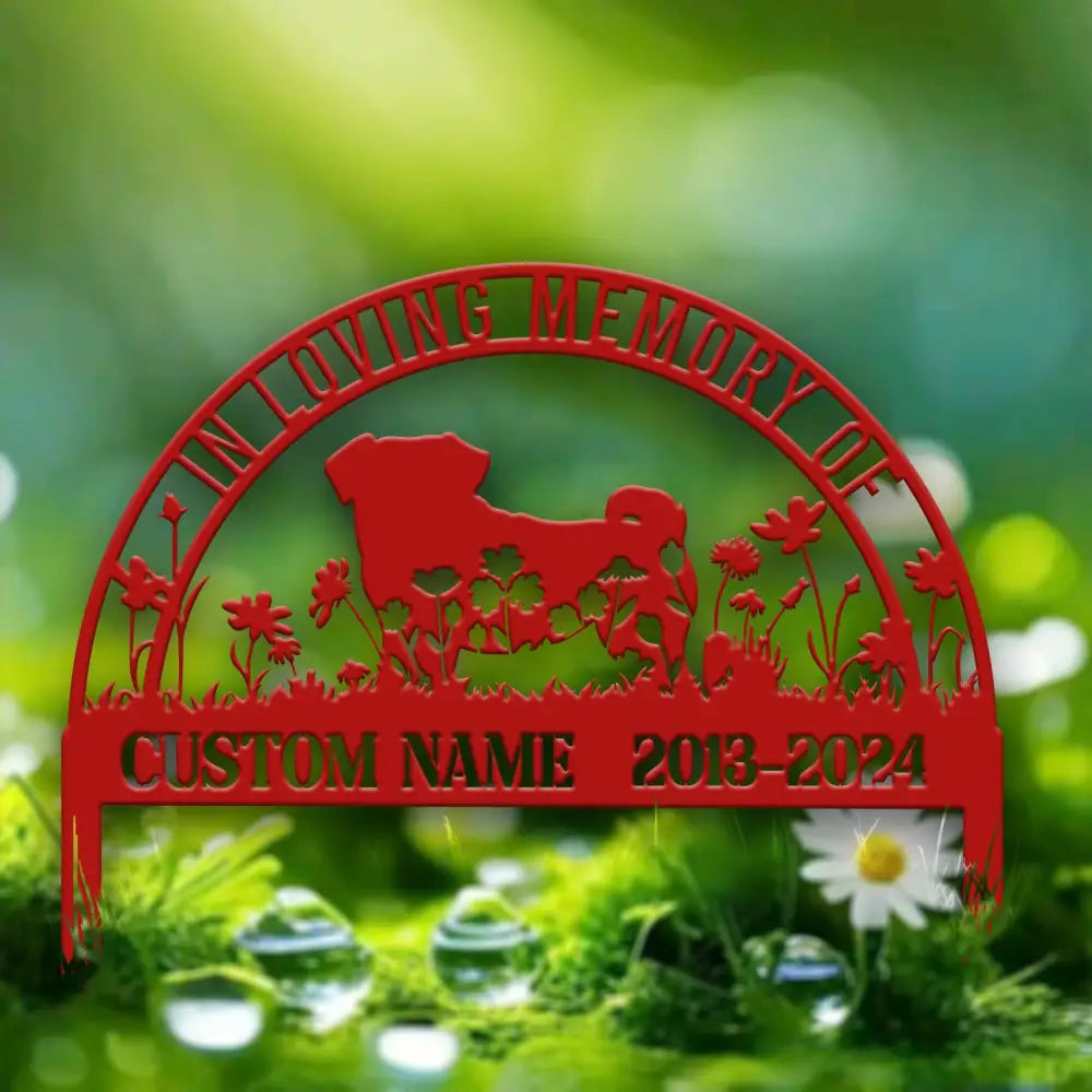 Custom Pug Memorial Metal Stake - Personalized Pet Grave Marker Remembrance Sign Sympathy Gift Pug Lover Loss Decor