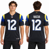 Custom Puka Nacua Los Angeles Rams Fan Inspired Rivalries Collection Stitched Premium Limited Jersey - Dark Blue