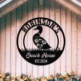Custom Quack House Sign Personalized Floral Duck Metal Sign Farmhouse Decor Duck Hutch Coop Sign,Quack Shack Cabin