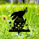 Custom Rabbit Metal Garden Stake - Personalized Rabbit Easter Yard Stake Sign - Bunny Memorial Stake - Rabbit Bunny