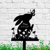 Custom Rabbit Metal Garden Stake - Personalized Rabbit Easter Yard Stake Sign - Bunny Memorial Stake - Rabbit Bunny