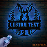 Custom Rabbit Metal Sign with Led Lights Rabbit Lovers Gift Farm Animals Wall Decor Wall Hanging Metal Rabbit Sign Gift