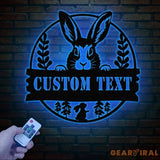 Custom Rabbit Metal Sign with Led Lights Rabbit Lovers Gift Farm Animals Wall Decor Wall Hanging Metal Rabbit Sign Gift