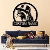 Custom Raccoon Trucker Hat & Sunglasses Metal Sign with Led Light Personalized Raccoon Name Sign Wall Decor for Cabin