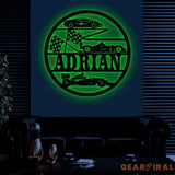 Custom Racing Car Name Sign with Led Light Metal Wall Art Racing Car Metal Wall Art Gift for Him Childs Room Decor