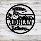Custom Racing Car Name Sign with Led Light Metal Wall Art Racing Car Metal Wall Art Gift for Him Childs Room Decor