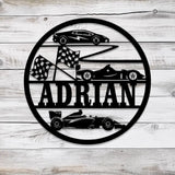Custom Racing Car Name Sign with Led Light Metal Wall Art Racing Car Metal Wall Art Gift for Him Childs Room Decor