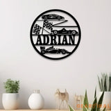 Custom Racing Car Name Sign with Led Light Metal Wall Art Racing Car Metal Wall Art Gift for Him Childs Room Decor
