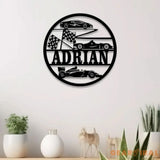 Custom Racing Car Name Sign with Led Light Metal Wall Art Racing Car Metal Wall Art Gift for Him Childs Room Decor