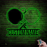 Custom Racket Table Tennis Player Metal Wall Art LED Light Personalized Ping Pong Paddle Name Sign Home Decor Kid