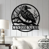 Custom Raven Metal Sign with Led Lights Personalized Black Crow Name Sign Metal Crow Wall Art Raven Birdwatch Decor