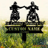 Custom Rider Memorial Metal Stake Biker Memorial Stake Biker Fist Bump Metal Sign Biker Name Sign Loss of Loved One