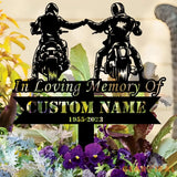 Custom Rider Memorial Metal Stake Biker Memorial Stake Biker Fist Bump Metal Sign Biker Name Sign Loss of Loved One