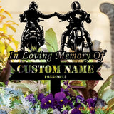 Custom Rider Memorial Metal Stake Biker Memorial Stake Biker Fist Bump Metal Sign Biker Name Sign Loss of Loved One