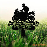Custom Rider Memorial Metal Stake Biker Memorial Stake Motorcycle with Wings Metal Sign Biker Name Sign Loss of Loved