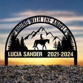 Custom Riding With The Angels Cowboy Memorial Stake Sign Sympathy Sign Grave Marker Remembrance Stake Garden Decor