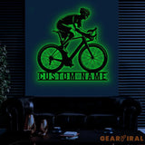 Custom Road Bike Racing Metal Sign with LED Light Personalized Bicycle Lover Name Sign Biker Decoration Christmas Gifts