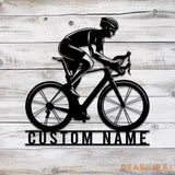 Custom Road Bike Racing Metal Sign with LED Light Personalized Bicycle Lover Name Sign Biker Decoration Christmas Gifts