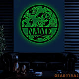 Custom Rocket Name Sign with Led Light Personalized Metal Space Wall Art Kids Room Nursery Decor Astronaut Space Wall