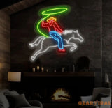 Custom Rodeo Neon Light - Cowboy Riding Horse LED Sign Bedroom Neon Lights Wall Decor Horse Neon Light for Home or Bar