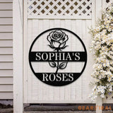 Custom Rose Garden Metal Wall Sign Personalized Outdoor Garden Sign Mom Roses Sign Garden Hanging Flower Bouquet Art