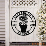 Custom Rose Garden Metal Wall Sign Personalized Outdoor Garden Sign Mom Roses Sign Garden Hanging Flower Bouquet Art