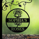 Custom Rose Garden Metal Wall Sign Personalized Outdoor Garden Sign Mom Roses Sign Garden Hanging Flower Bouquet Art