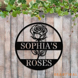 Custom Rose Garden Metal Wall Sign Personalized Outdoor Garden Sign Mom Roses Sign Garden Hanging Flower Bouquet Art
