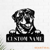 Custom Rottweiler Metal Wall Art LED Light Personalized Dog Lover Name Sign Home Decor Kids Nursery Pet Decoration