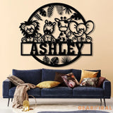 Custom Safari Animals Name Sign with Led Light Metal Safari Sign Safari Nursery Decor Animal Name Sign Kid’s Nursery