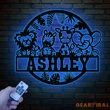 Custom Safari Animals Name Sign with Led Light Metal Safari Sign Safari Nursery Decor Animal Name Sign Kid’s Nursery