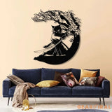 Custom Samurai Cat Wall Art with Led Lights Personalized Cute Samurai Cat Metal Sign Japanese Art Decor Cat Sign Decor