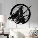 Custom Samurai Metal Wall Art with LED Lights Personalized Japanese Warrior Silhouette Decor Man Cave Night Light or