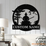 Custom Samurai Metal Wall Art with LED Lights Personalized Japanese Warrior Silhouette Decor Man Cave Night Light or