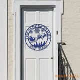 Custom Santa Riding a Sleigh Metal Wall Art Personalized Christmas Name Sign Christmas Decor Christmas Family Gift