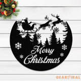 Custom Santa Riding a Sleigh Metal Wall Art Personalized Christmas Name Sign Christmas Decor Christmas Family Gift