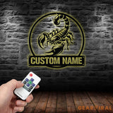 Custom Scorpion Metal Wall Art LED Light Personalized Scorpion Lover Name Sign Scorpions Metal Sign Nursery Decoration