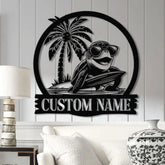 Custom Sea Turtle Surfing Metal Sign With Led Lights Personalized Beach Sign Family Name Sign Outdoor Name Sign Wedding