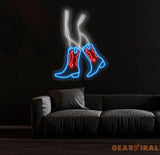 Custom Sexy Cowgirl Neon Sign with Boots - LED Wall Art for Cowboy and Cowgirl Decor - Perfect Gift for Her and Girls’