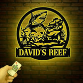Custom Shark Metal Sign with Led Lights Last Name Sign Personalized Reef Wall Art Shark Wall Decor Indoor Home Decor &