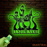 Custom Ship Octopus Metal Wall Art with LED Light – Personalized Kraken Octopus Name Sign – Ocean Sea Monster