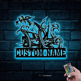 Custom Ship Octopus Tentacles Metal Wall Art LED Light Personalized Kraken Octopus Name Sign Home Decor Ocean Sea