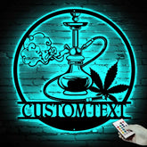 Custom Shisha Hookah Metal Wall Art LED Light - Shisha Sign - Personalized Smoke Shop Name Sign - Home Decor Hookah
