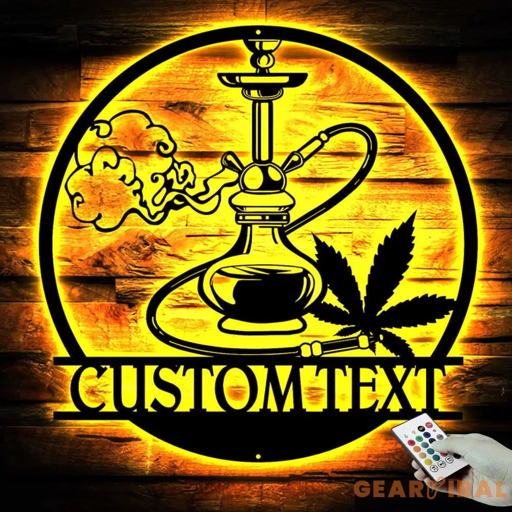 Custom Shisha Hookah Metal Wall Art LED Light - Shisha Sign - Personalized Smoke Shop Name Sign - Home Decor Hookah