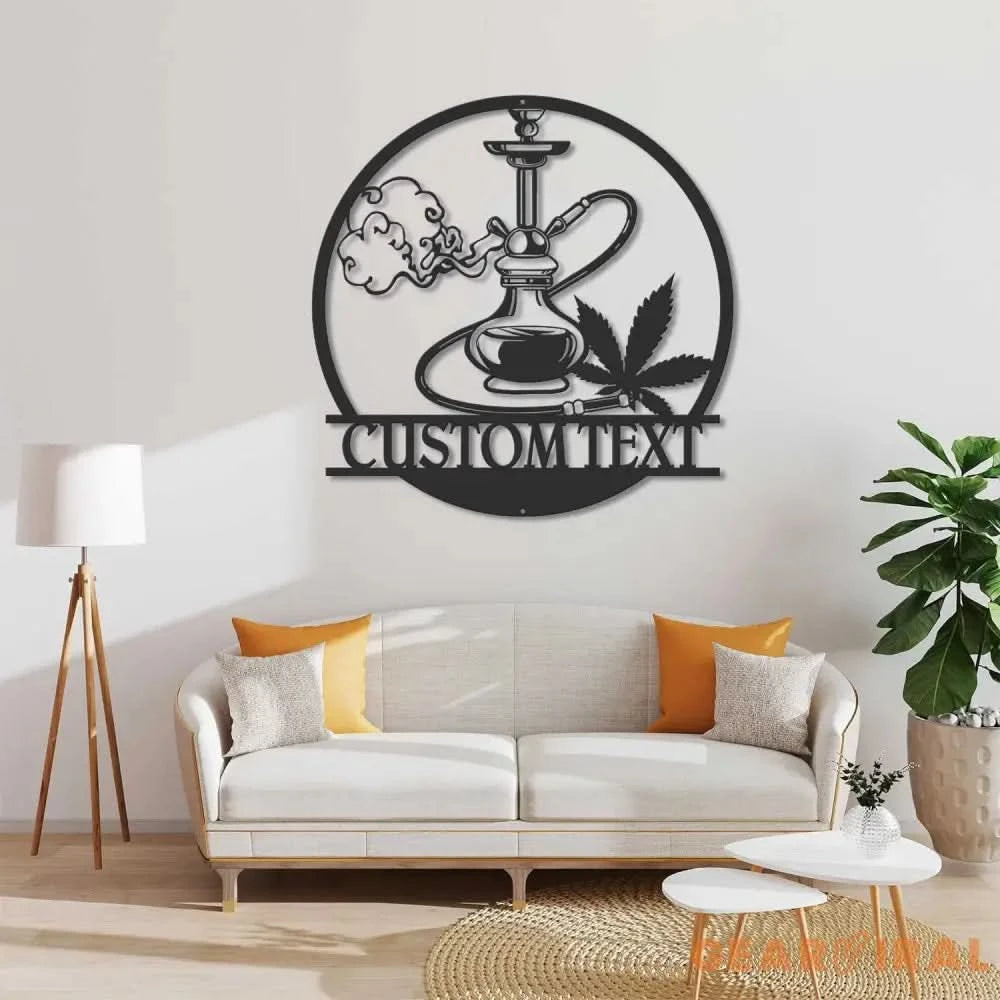 Custom Shisha Hookah Metal Wall Art LED Light - Shisha Sign - Personalized Smoke Shop Name Sign - Home Decor Hookah