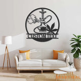 Custom Shisha Hookah Metal Wall Art LED Light - Shisha Sign - Personalized Smoke Shop Name Sign - Home Decor Hookah