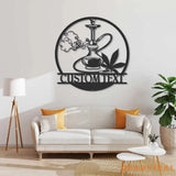 Custom Shisha Hookah Metal Wall Art LED Light - Shisha Sign - Personalized Smoke Shop Name Sign - Home Decor Hookah