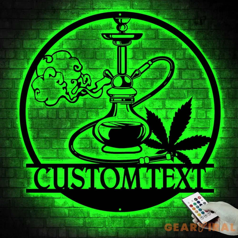 Custom Shisha Hookah Metal Wall Art LED Light - Shisha Sign - Personalized Smoke Shop Name Sign - Home Decor Hookah